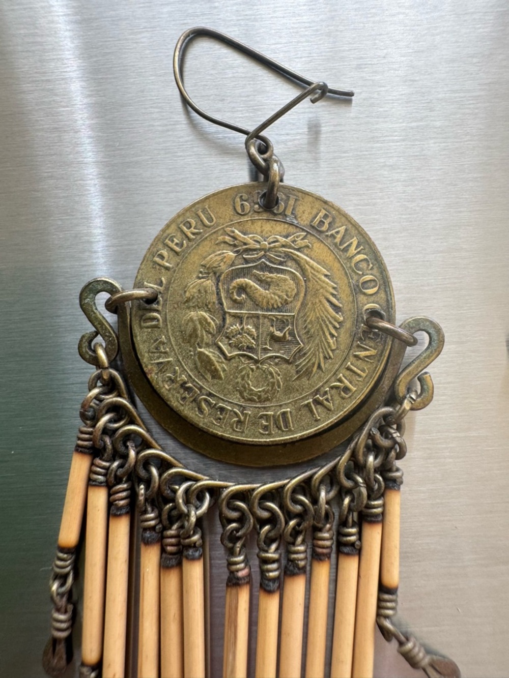 Boho Brass Coin Fringe Earrings with Camel Motif! - Picture 4 of 5